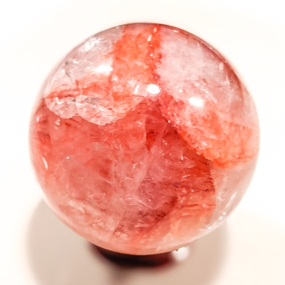 6cm Strawberry Quartz Crystal Ball Sphere with Walnut Wooden Stand 212g+ 55-60mm - Picture 3 of 8
